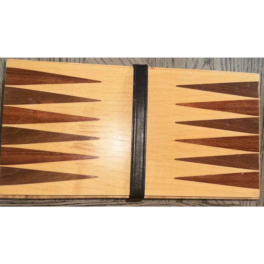 Vintage Levenger Wooden Multi Game Box Chess Backgammon Checkers Dominos Cards